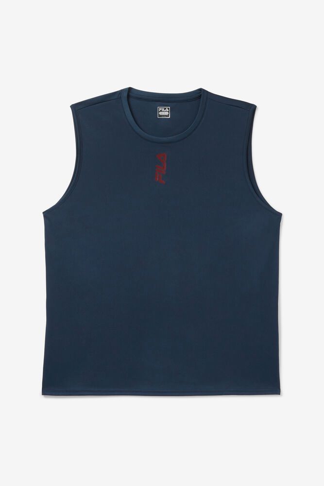 Fila Rep Tank Navy T-Shirt Mens - NZ 04926-GAKJ